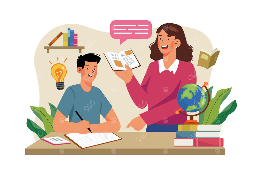 طرح تصویرسازی روز معلم؛ سبک تخت (فلت) با پس‌زمینه سفید