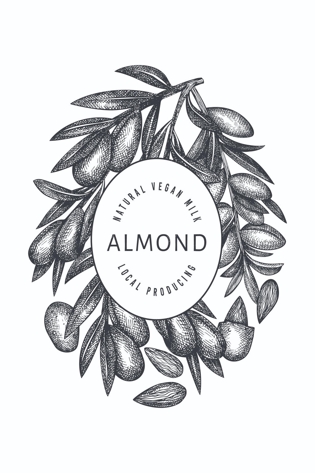 طراحی دستی بادام