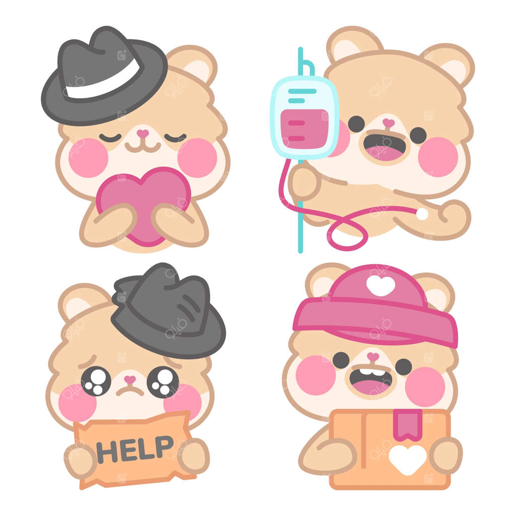 مجموعه برچسب‌های خیریه با کیمچی همستر