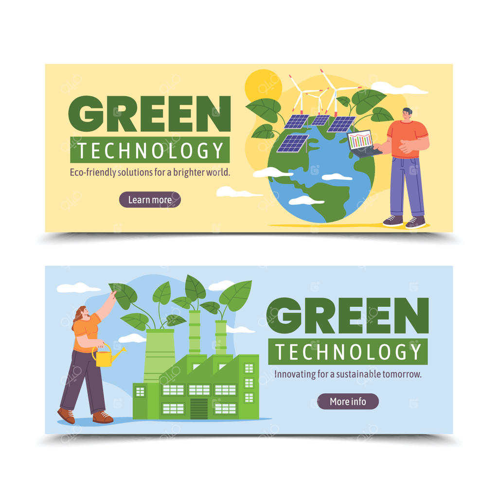 مجموعه بنرهای افقی تکنولوژی سبز و مدرن