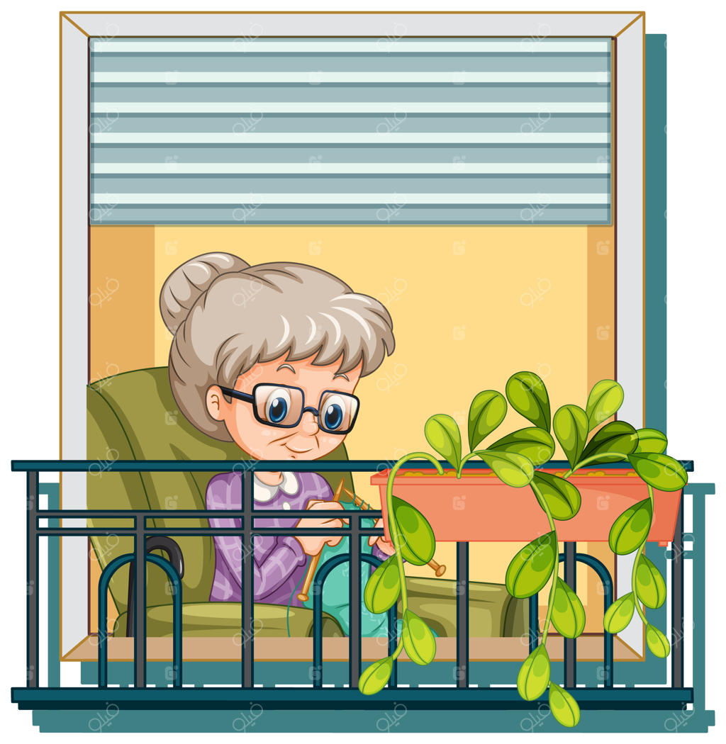 منظره‌ای از پنجره: مادربزرگ در حال بافتنی