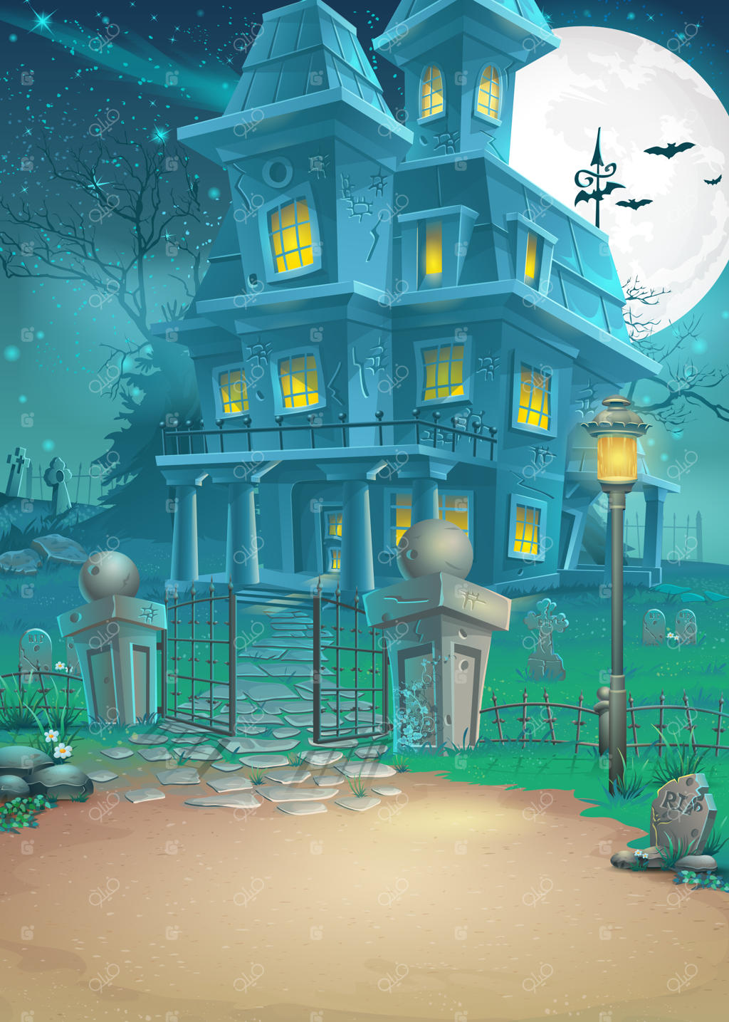 تصویر یک خانه‌ی تسخیر شده در شب مهتابی