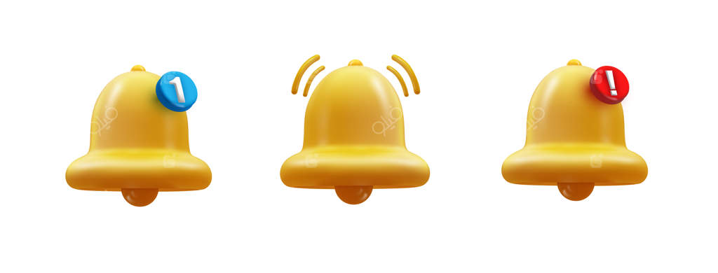 نماد زنگ اعلان مجموعه واقعی وکتور، با پیام جدید برای چت وب—شیء سه‌بعدی واقع‌گرایانه