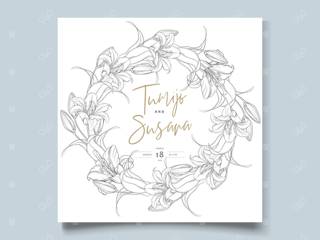 دسته‌گل زنبق با طراحی دستی و زیبا