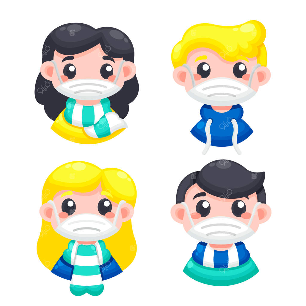مجموعه آواتارهای افراد با ماسک