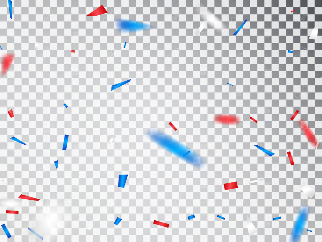 جشن ایالات متحده: برف شادی قرمز و آبی بر روی زمینه. رویداد ویژه و جشن تولد.