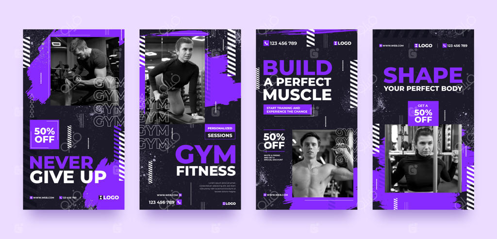 مجموعه استوری‌های اینستاگرامی ساده و شیک برای ورزش و تناسب اندام