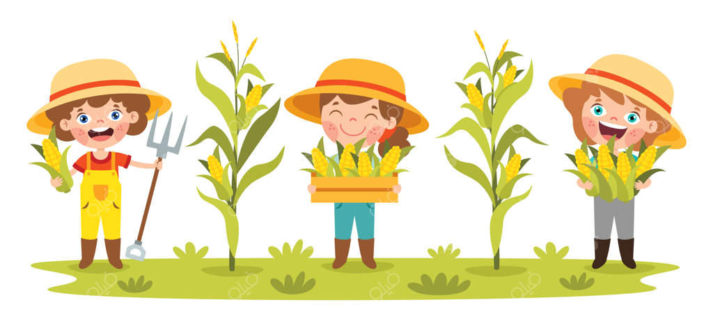 صحنه مزرعه با کودکان کارتونی