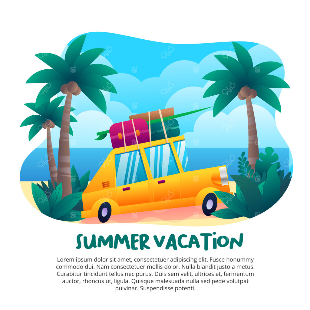 تعطیلات تابستانی با یک ماشین زرد بامزه