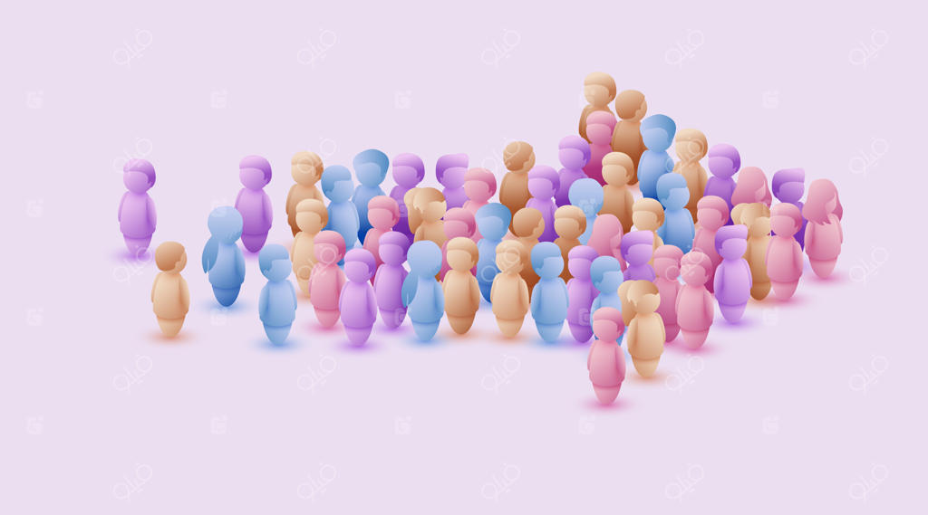 گروه بزرگی از مردم به شکل فلش در کسب و کار و فناوری