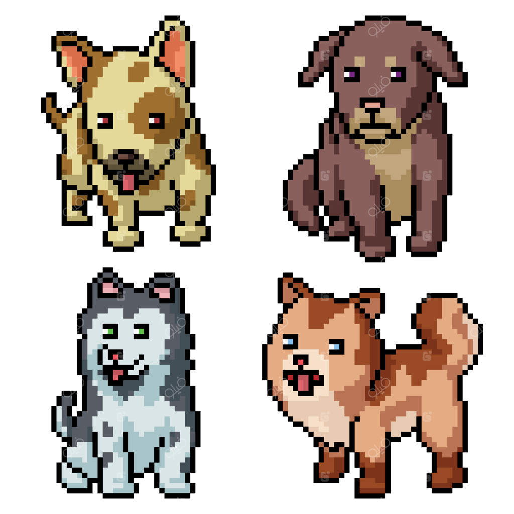 پیکسل آرت چند توله سگ کوچک