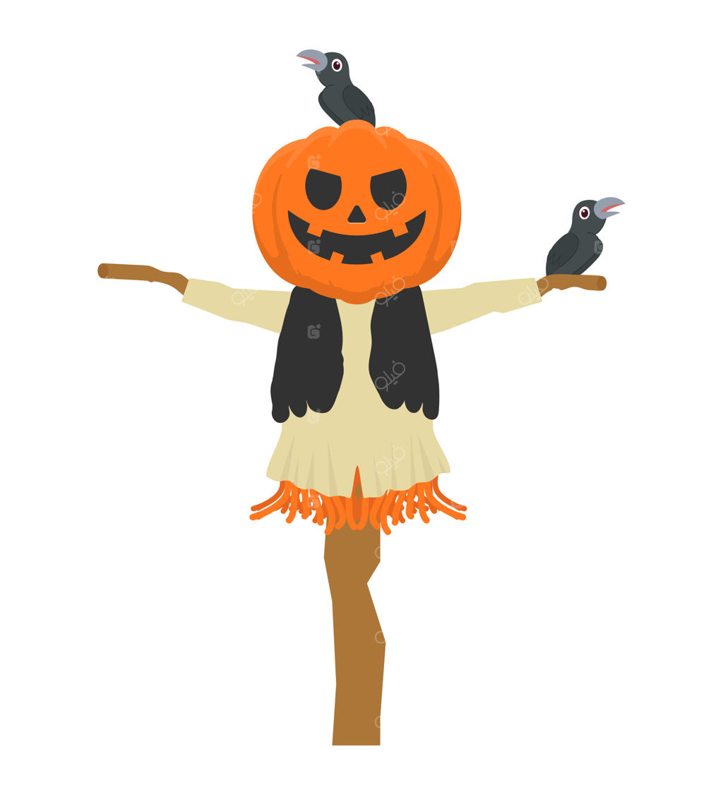 تصویر کارتونی مترسک بامزه کدو تنبل برای هالووین