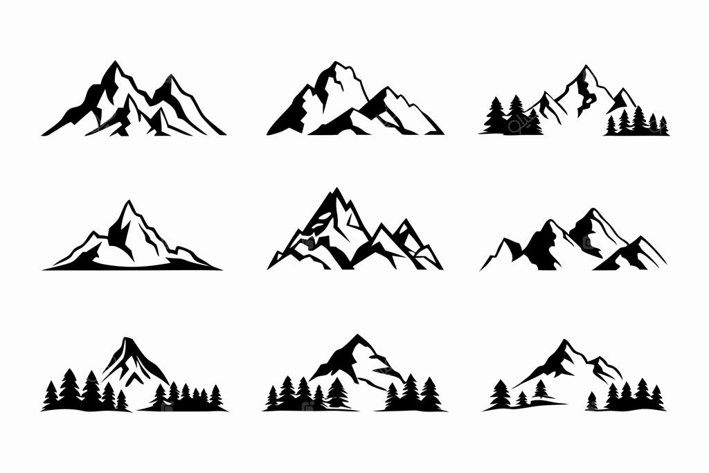 مجموعه آیکون‌های وکتور کوه
