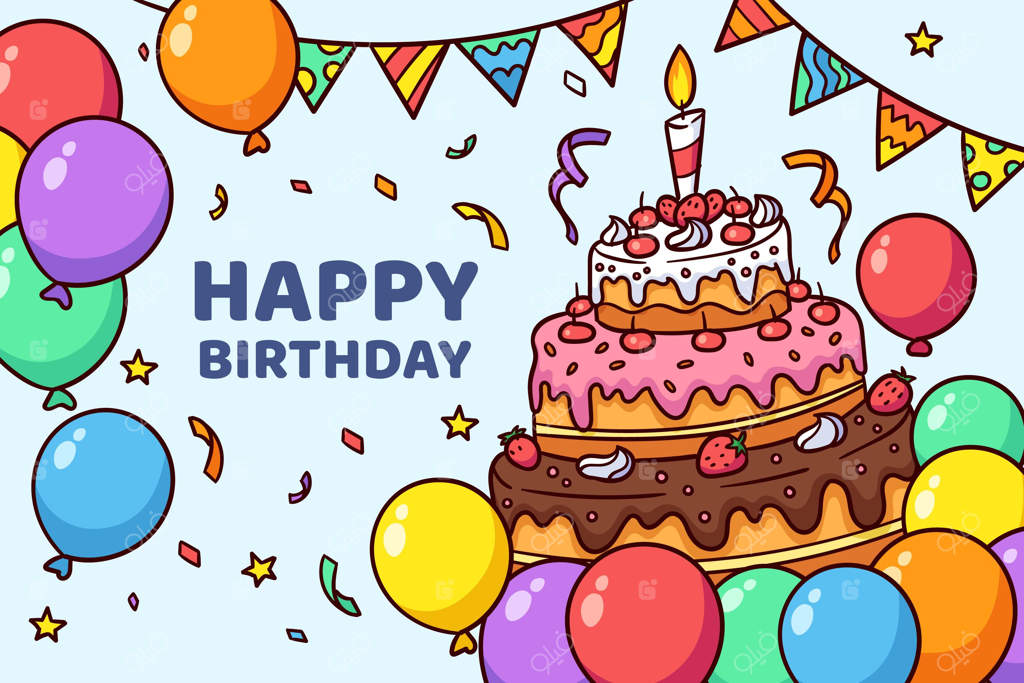 تم تولد با زمینه دستی کشیده شده