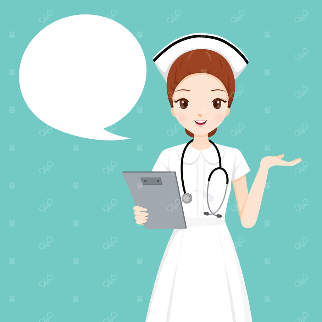 پرستار در حال صحبت با تخته کلید