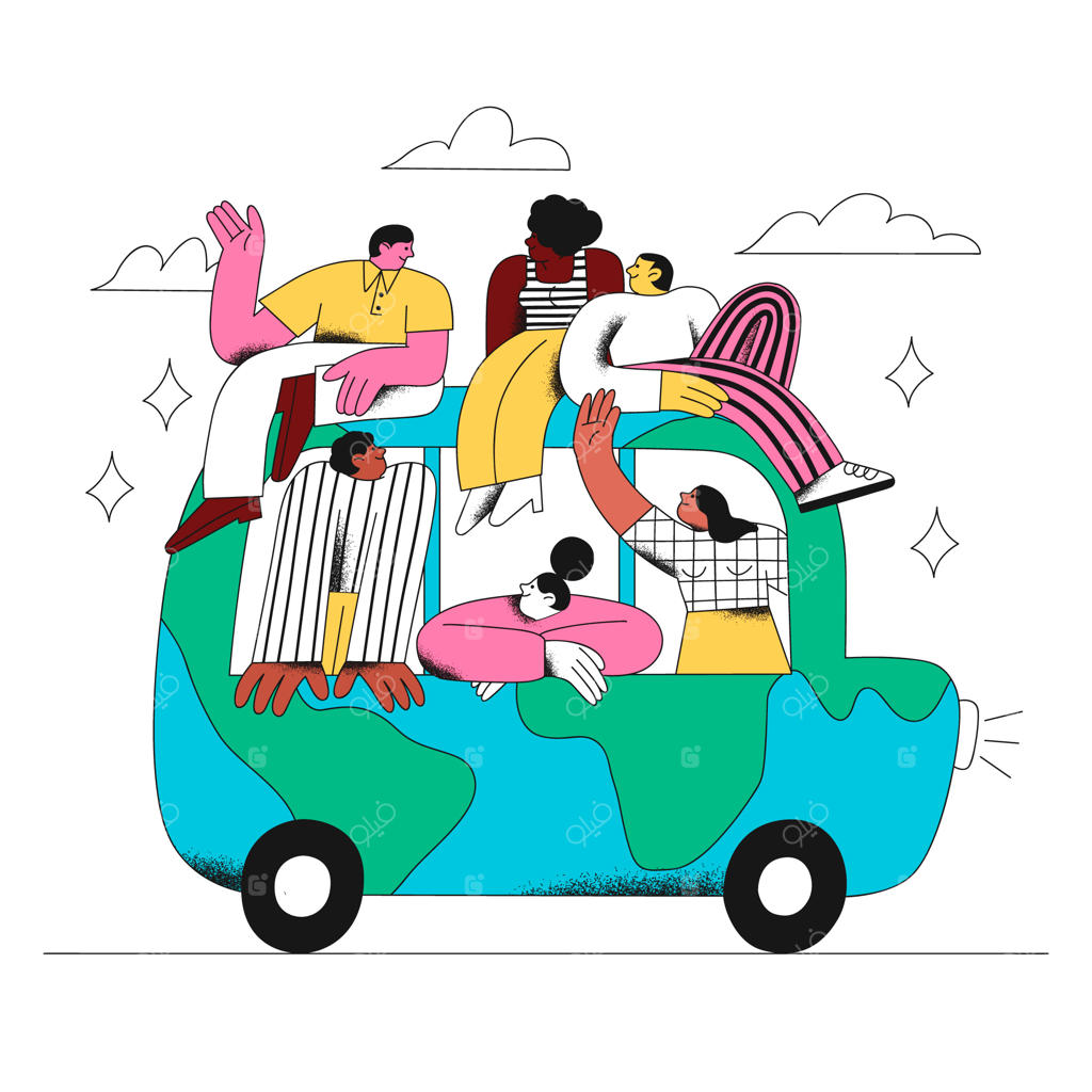 مردمی که با اتوبوسی به شکل زمین سفر می‌کنند