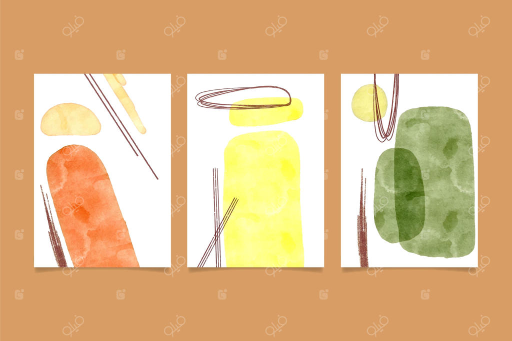 مجموعه قالب جلد با اشکال آبرنگی انتزاعی