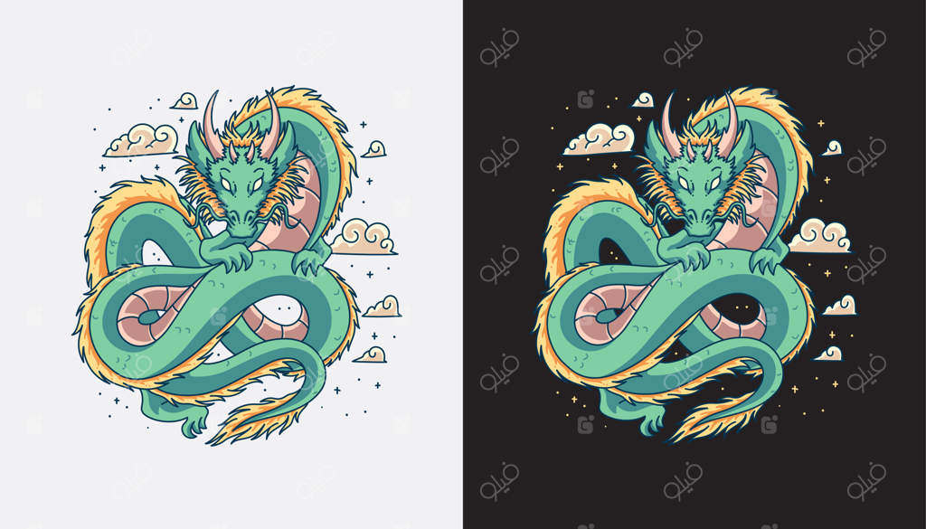 طراحی وکتور تصویرسازی اژدها