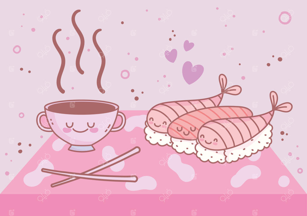 سوشی و نوشیدنی بامزه