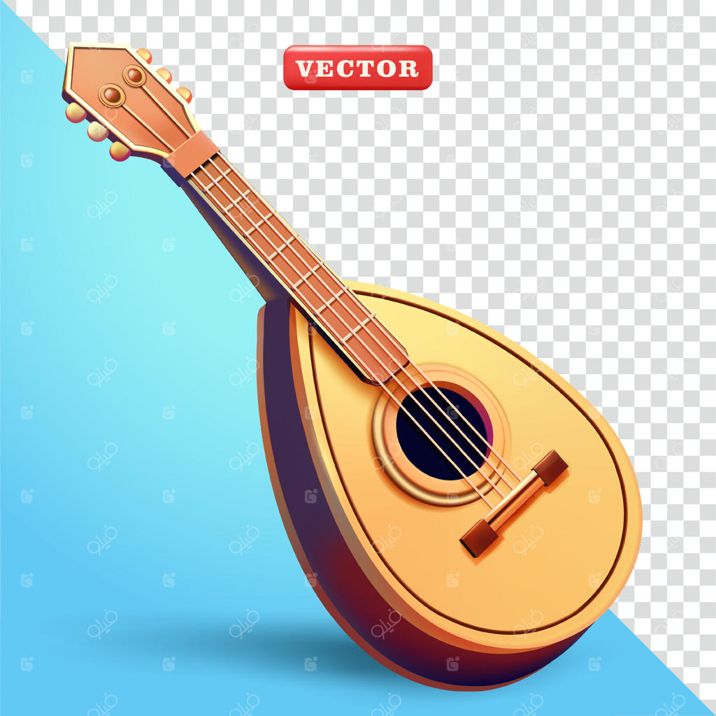 گیتار سنتی قرون وسطایی به صورت سه‌بعدی: مناسب برای موسیقی و عناصر طراحی