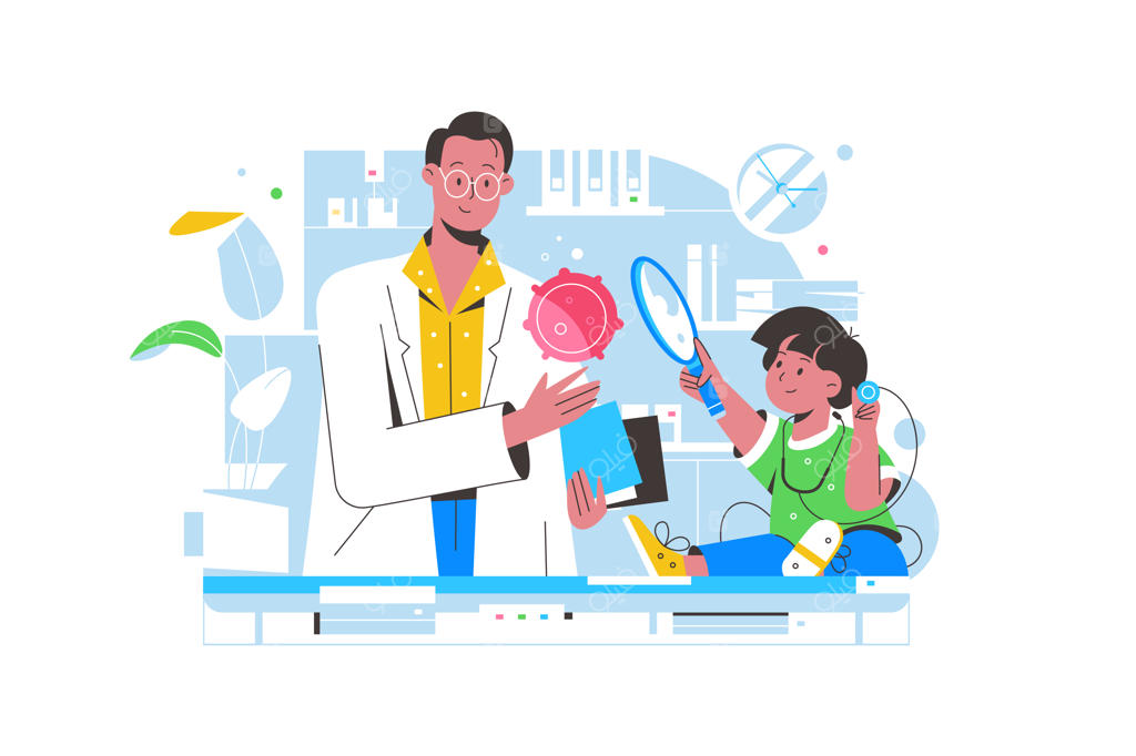 معاینه کودک توسط دکتر اطفال