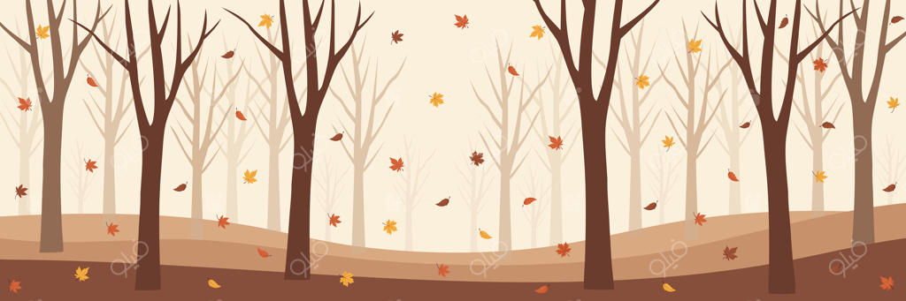 چشم‌انداز زیبای پاییزی با برگ‌های رنگارنگ - برداری حرفه‌ای