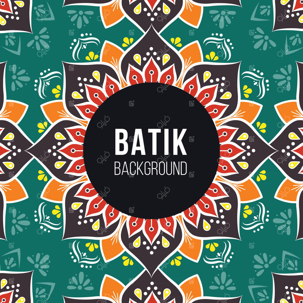 پس‌زمینه پترن باتیک قهوه‌ای و سبز تیره اندونزیایی