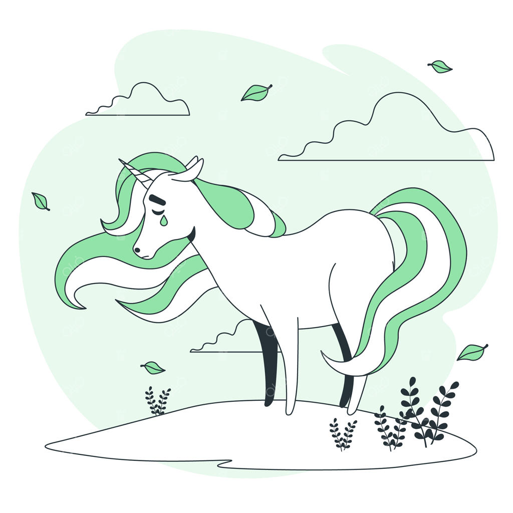 تصویرسازی مفهومی تک‌شاخ غمگین