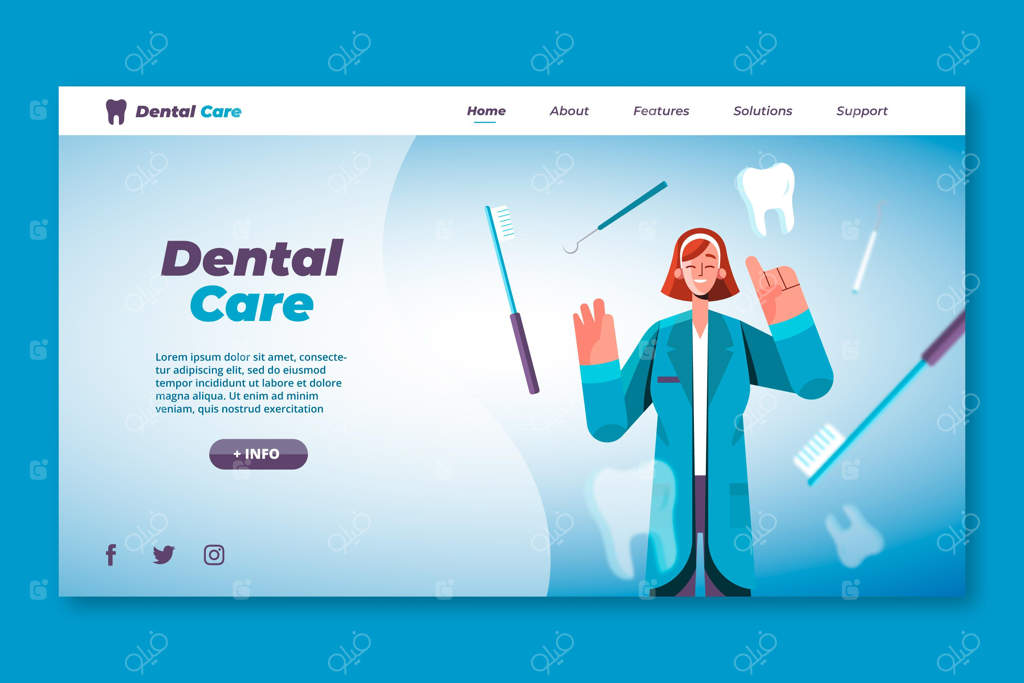 قالب صفحه فرود مراقبت از دندان به سبک ساده