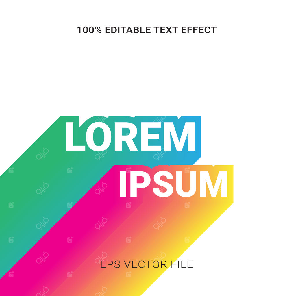 افکت متن وکتور EPS CS6 با سایه رنگی و نوشته لورم ایپسوم
