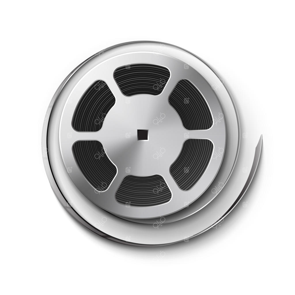 نمای نزدیک حلقه فیلم فلزی با نوار