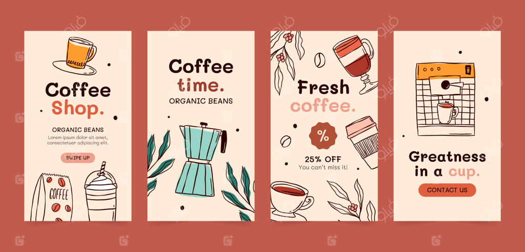 داستان‌های اینستاگرامی از مزارع قهوه با نقاشی دست‌ساز