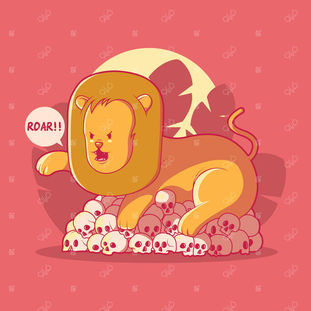 طرح طنز از شیر خشمگین در طراحی حیوانات