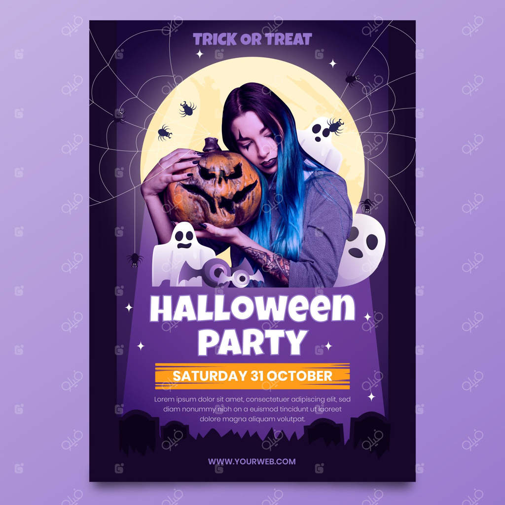 پترن بروشور عمودی جشن هالووین با عکس و گرادیان رنگی