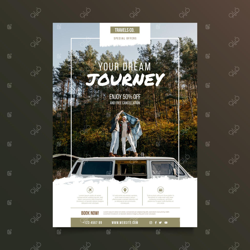 قالب پوستر سفر همراه با عکس