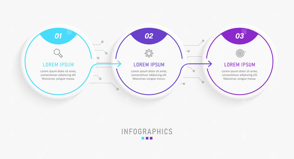 پترن طراحی اینفوگرافیک با آیکون‌ها و ۳ گزینه یا مرحله.