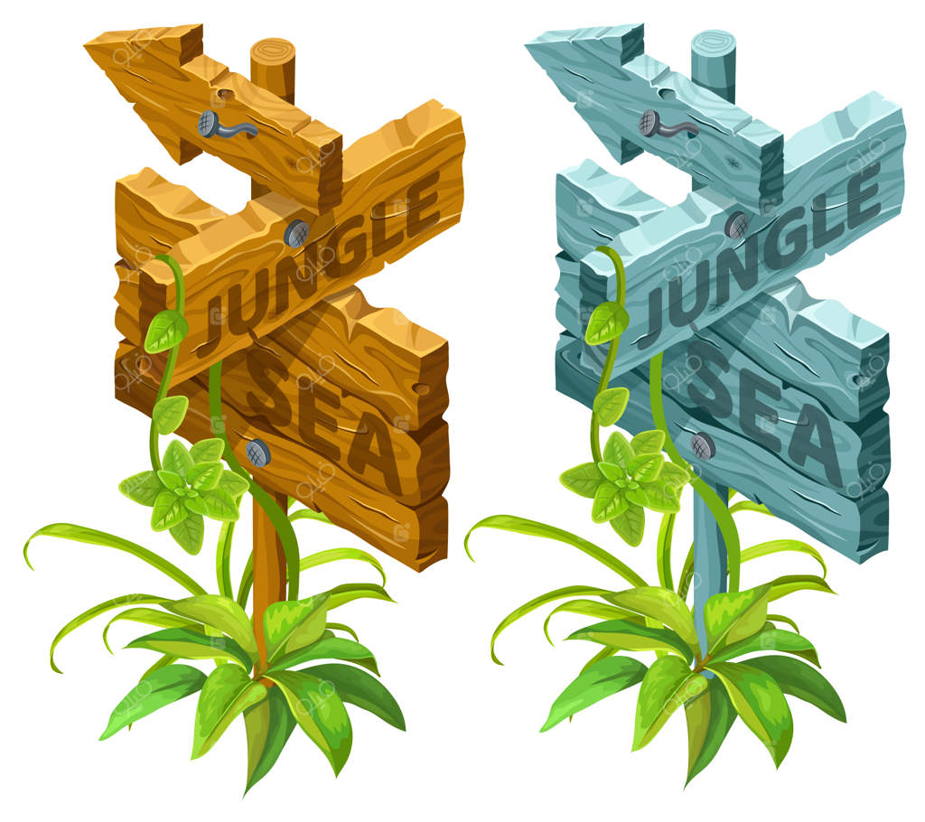 تخته‌های چوبی ایزومتریک با برگ‌ها