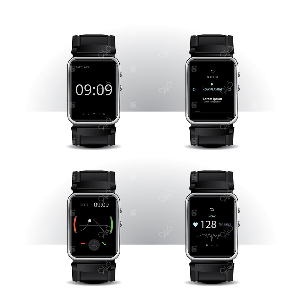 مجموعه تصاویر ساعت هوشمند با صفحه نمایش دیجیتال