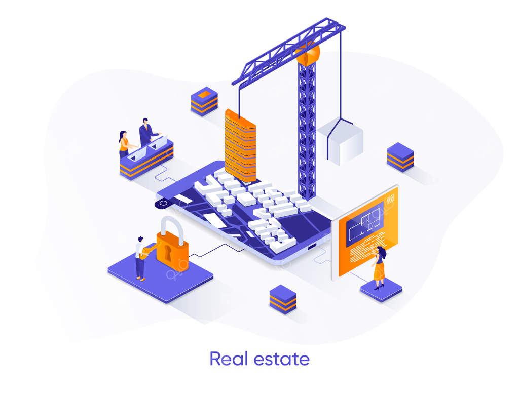 بنر وب ایزومتریک املاک و مستغلات.