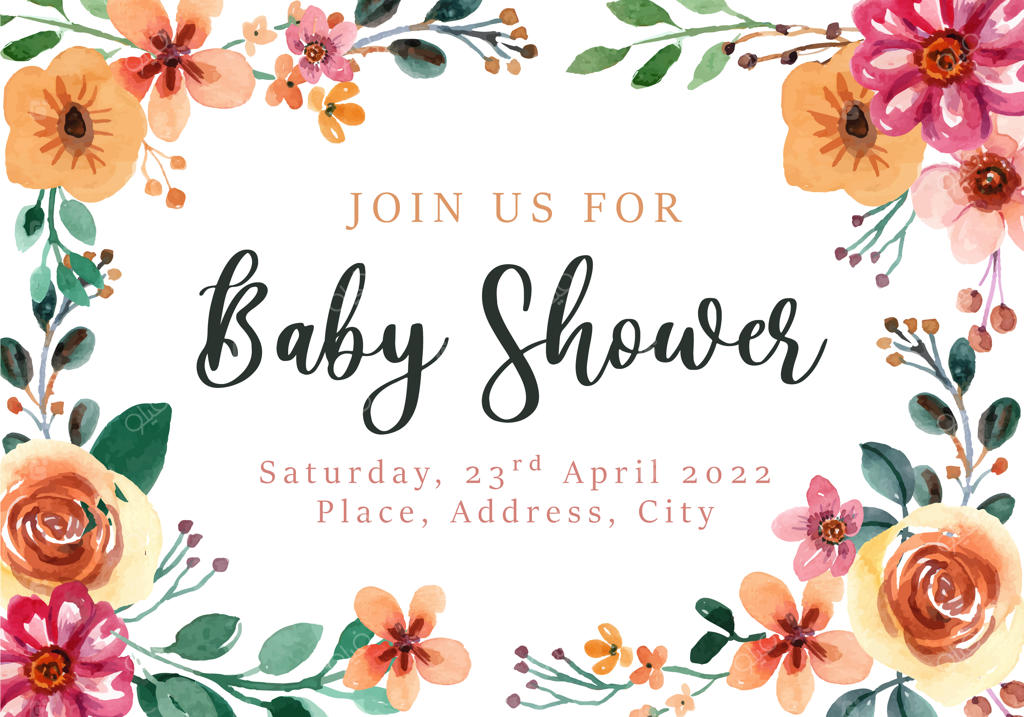 کارت آبرنگی با طراحی گل‌های نارنجی در طبیعت