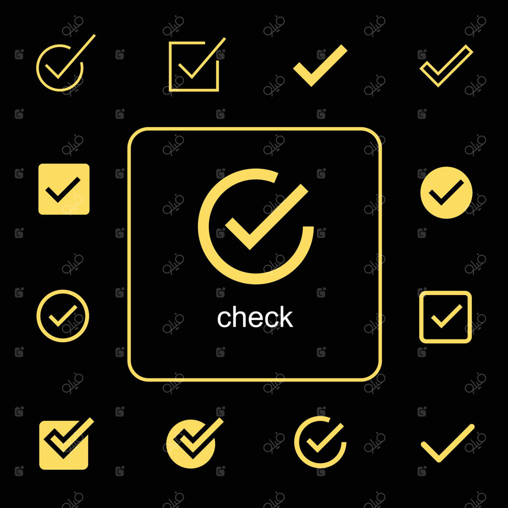 آیکون‌های مختلف تیک ساده، آیکون‌های وکتور