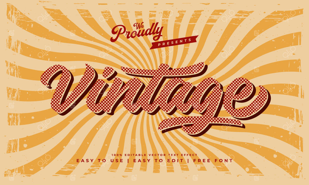 افکت متن، فونت و تایپوگرافی قابل ویرایش با استایل وینتج و رترو
