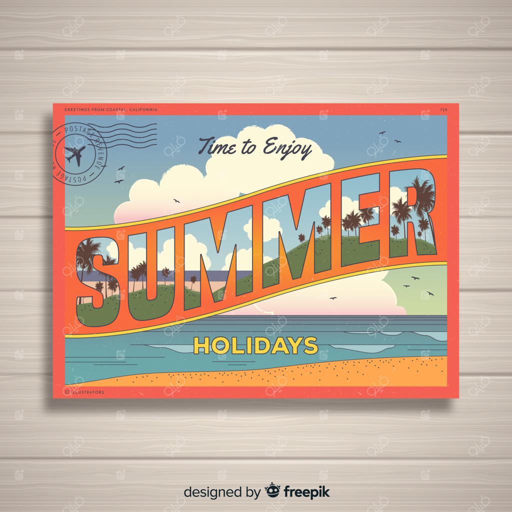 کارت پستال تعطیلات تابستانی نوستالژیک