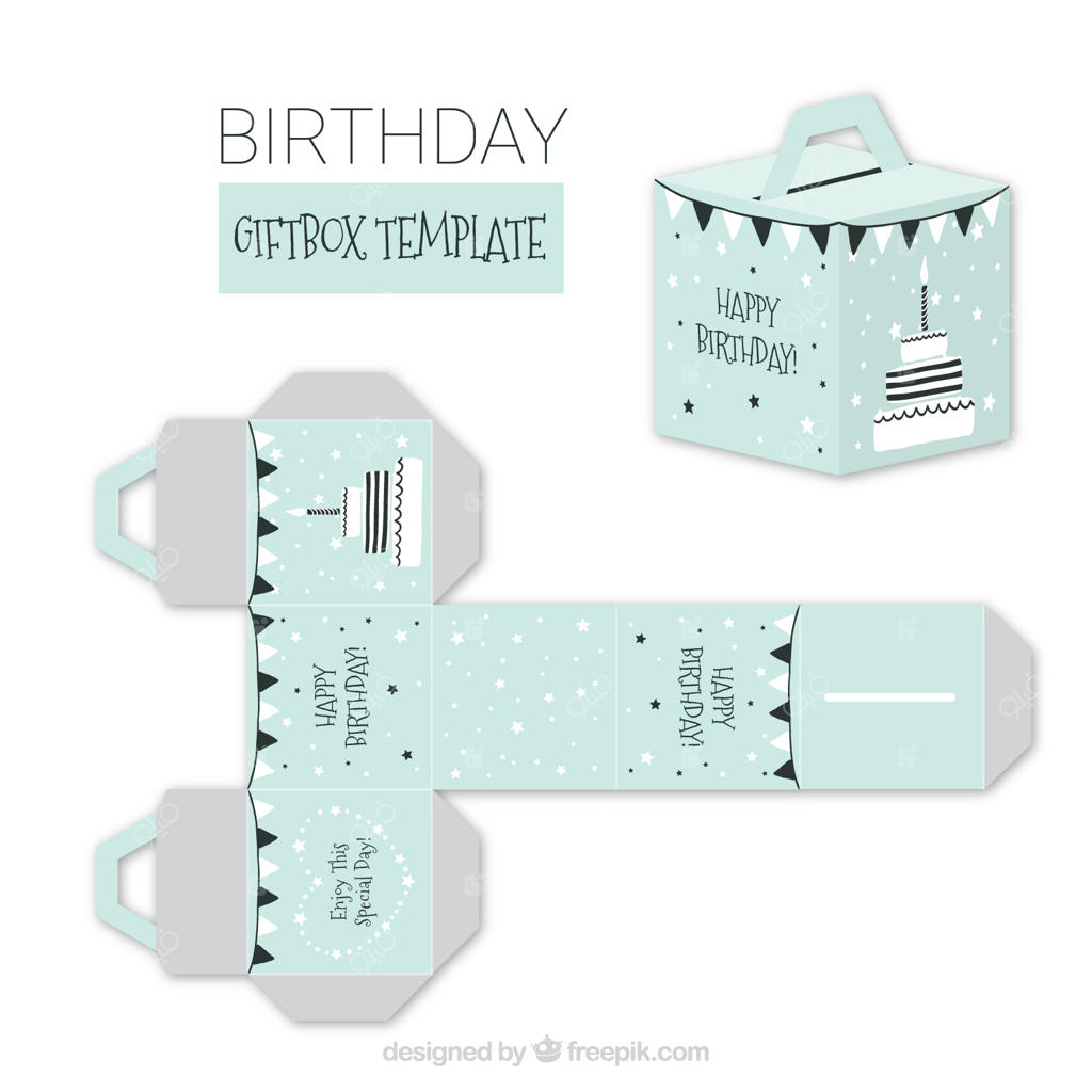 الگوی جعبه هدیه آبی برای تولد