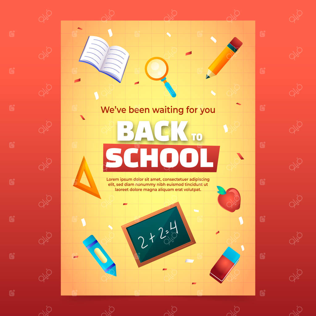 قالب پوستر عمودی برای فصل بازگشت به مدرسه