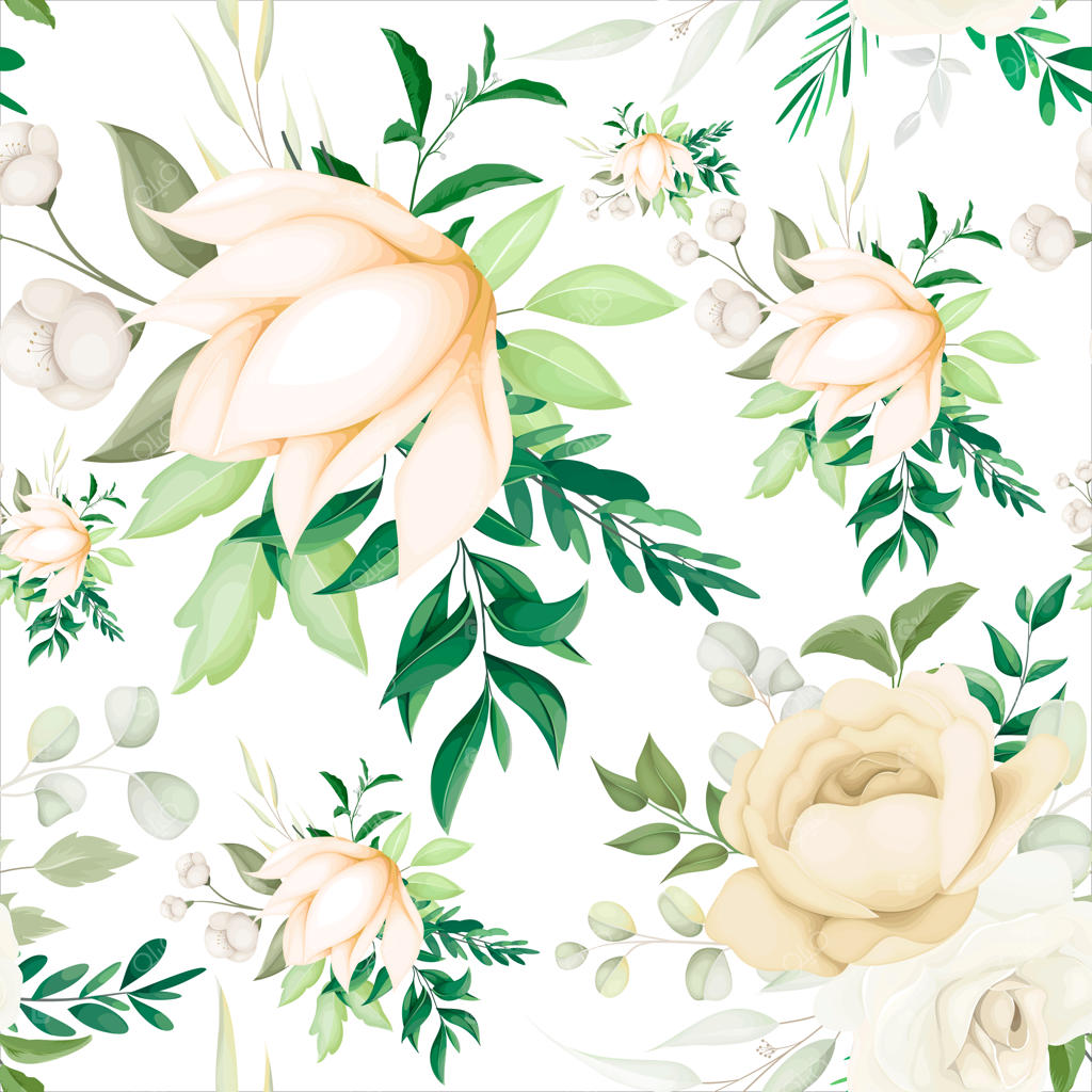 طرح یکپارچه گل‌های دست‌کشیده زیبا