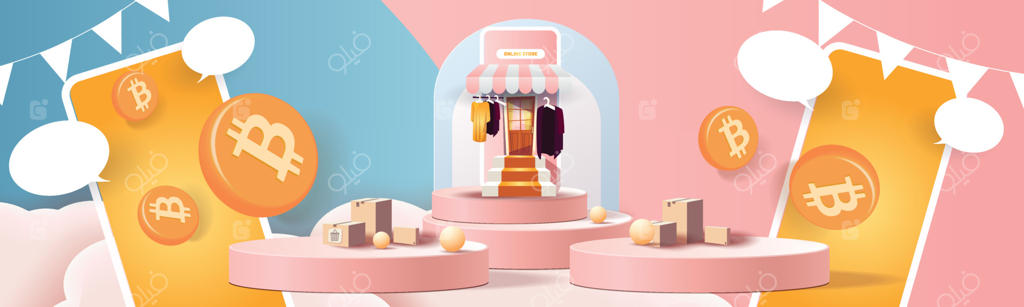 خرید و ارز دیجیتال با گوشی - تصویر وکتور سه‌بعدی بانکداری BTC تجارت بازار پول و کسب‌وکار.