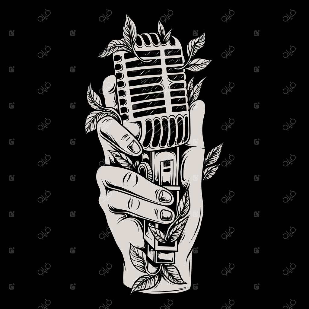 تصویری از یک دست که میکروفون کلاسیک را نگه داشته است