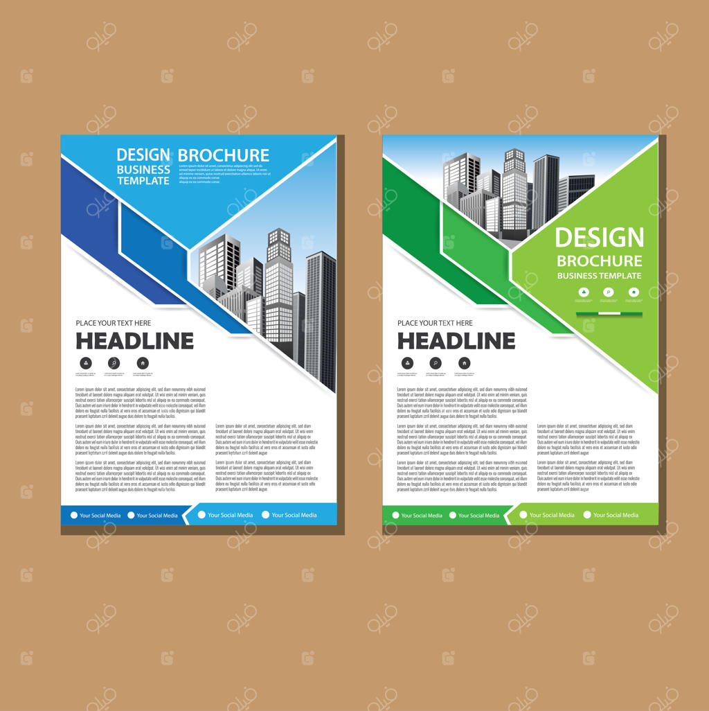 طرح بروشور، گزارش سالانه، پوستر و تراکت با اشکال هندسی