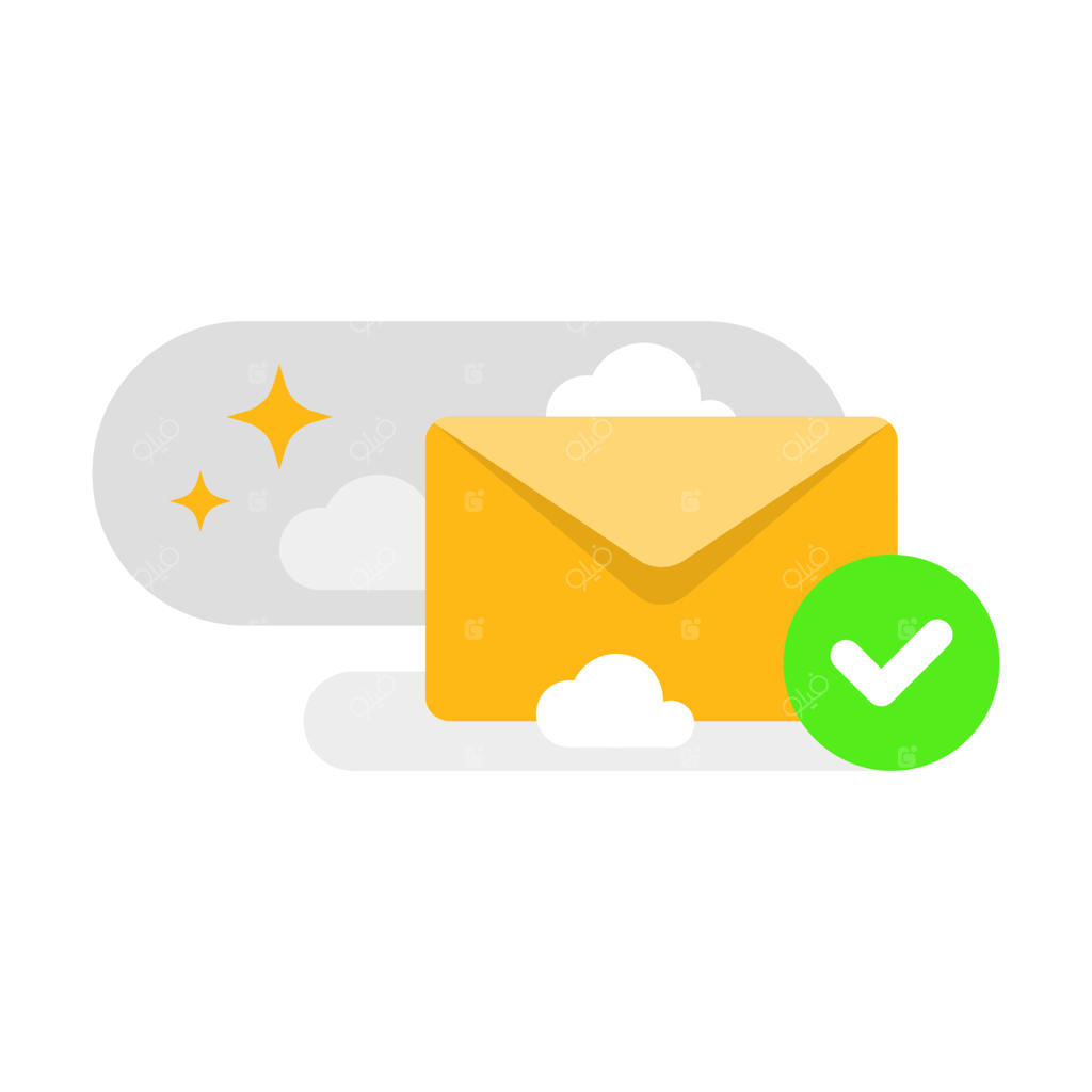 تصویرسازی مفهومی ارسال موفق ایمیل با طراحی تخت (Flat)؛ وکتور EPS10 مدرن مناسب برای لندینگ پیج، وضعیت خالی (Empty State)، اینفوگرافیک و آیکون